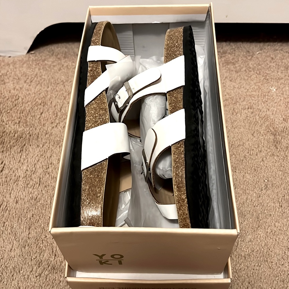 White Yoki Sandals, Women’s size 10. Brand NEW.